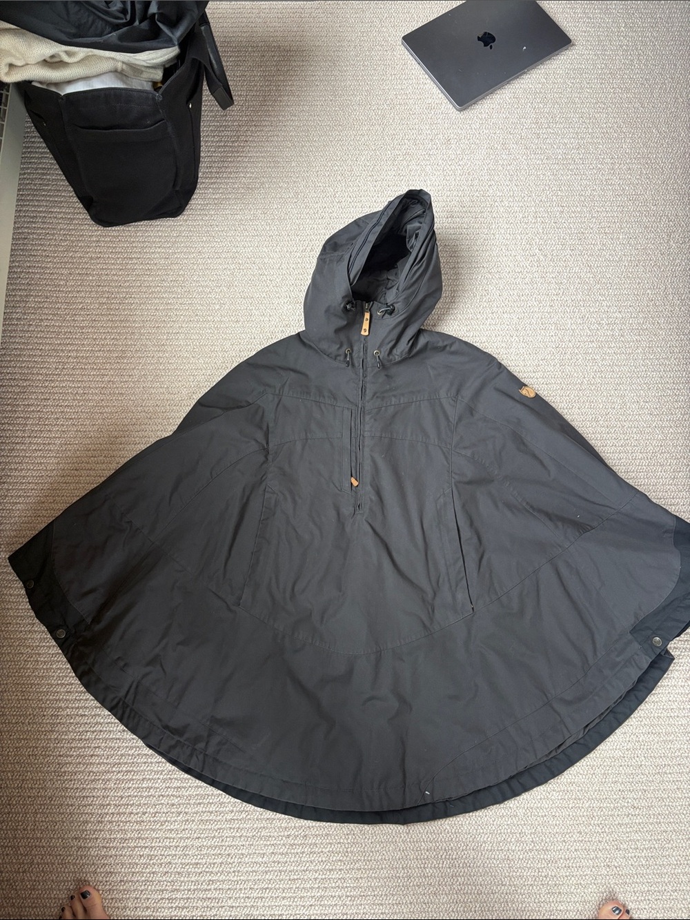 Fjallraven Black Hooded Cape Poncho